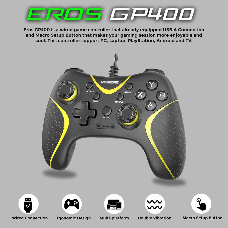 Gamepad Wired Turbo with Macro NYK Nemesis EROS GP4 h X3Y5
