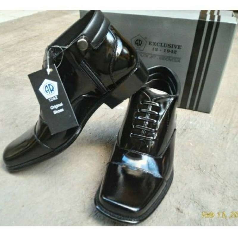 Sepatu 1209 PDH Perwira AR Exclusive Tali Hanya Variasi Dobel Resleting Samping