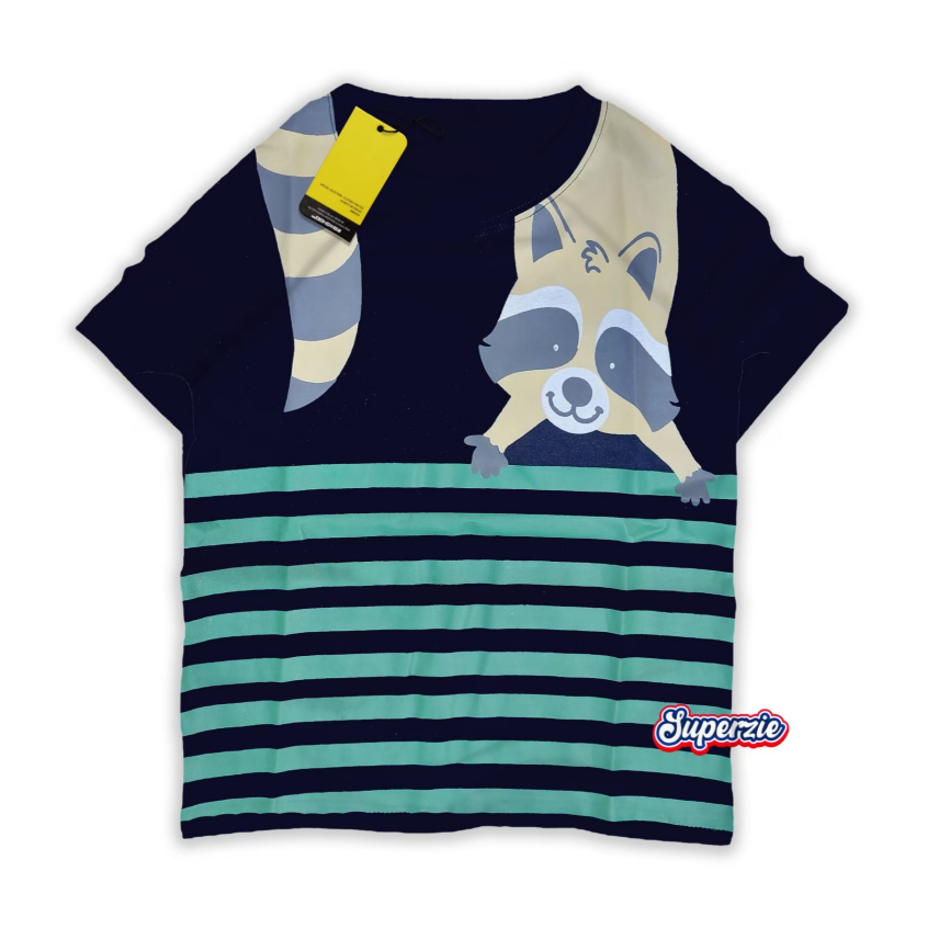 RGKids Kaos Anak Laki Laki Binatang Rubah Garis Navy 4-12 Tahun