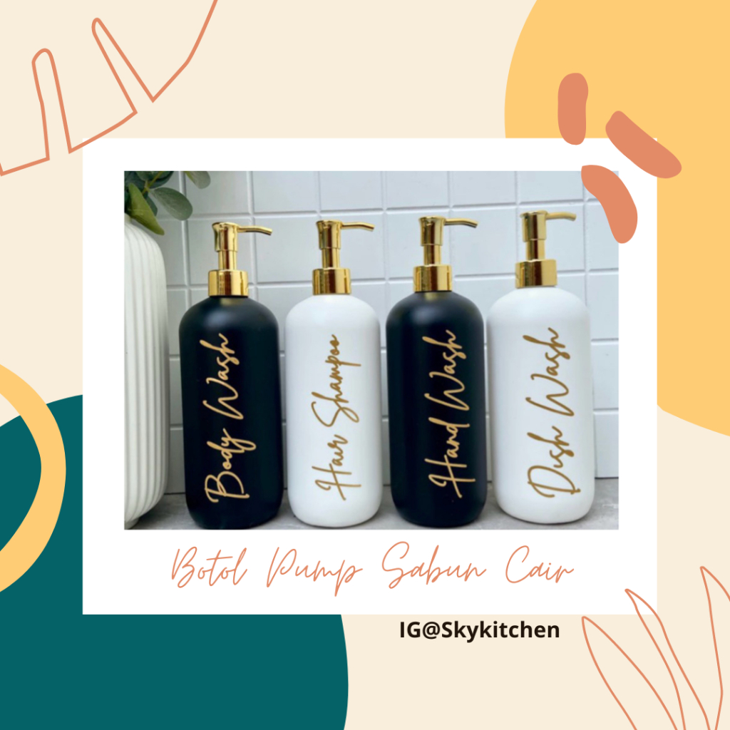 Botol Pump Sabun Cair Doff 500ML/Wadah Sabun Mandi Pump Cutting Gold