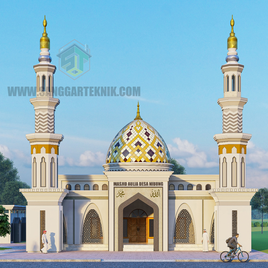 GAMBAR KERJA DESAIN MASJID 17x22 METER ( DENGAN TERAS ) BELUM TERMASUK MENARA