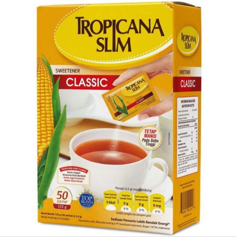 

Tropicana slim pemanis rendah kalori classic 50 x 2,5 gram