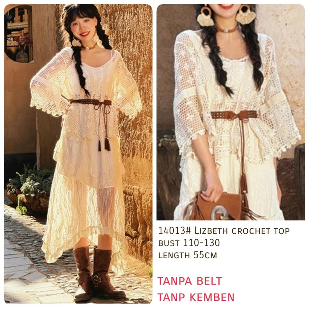 { VIRAL } 14013# lizbeth crochet top 3M$ three M fashion pakaian wanita