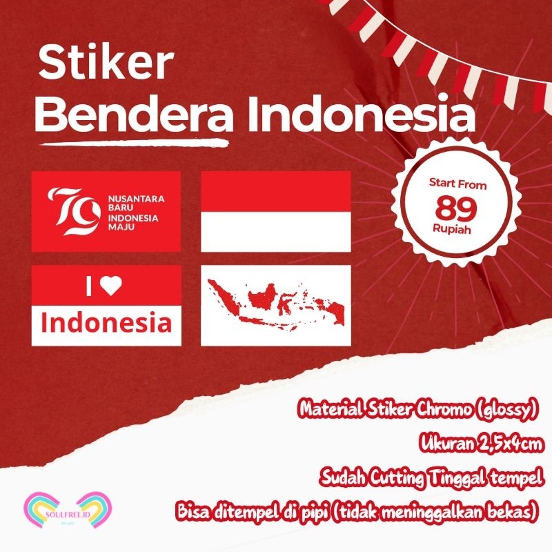 

stiker pipi bendera Indonesia / stiker Indonesia / stiker kemerdekaan