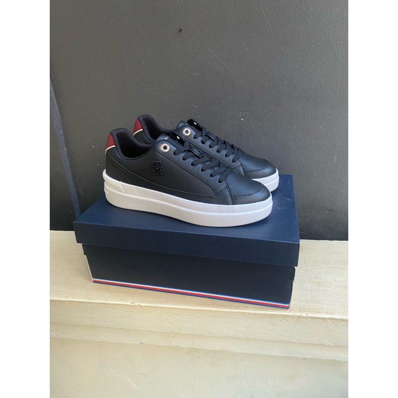 SNEAKERS PRIA TOMMY HILFIGER LEATHER BLACK ORIGINAL AUTHENTIC