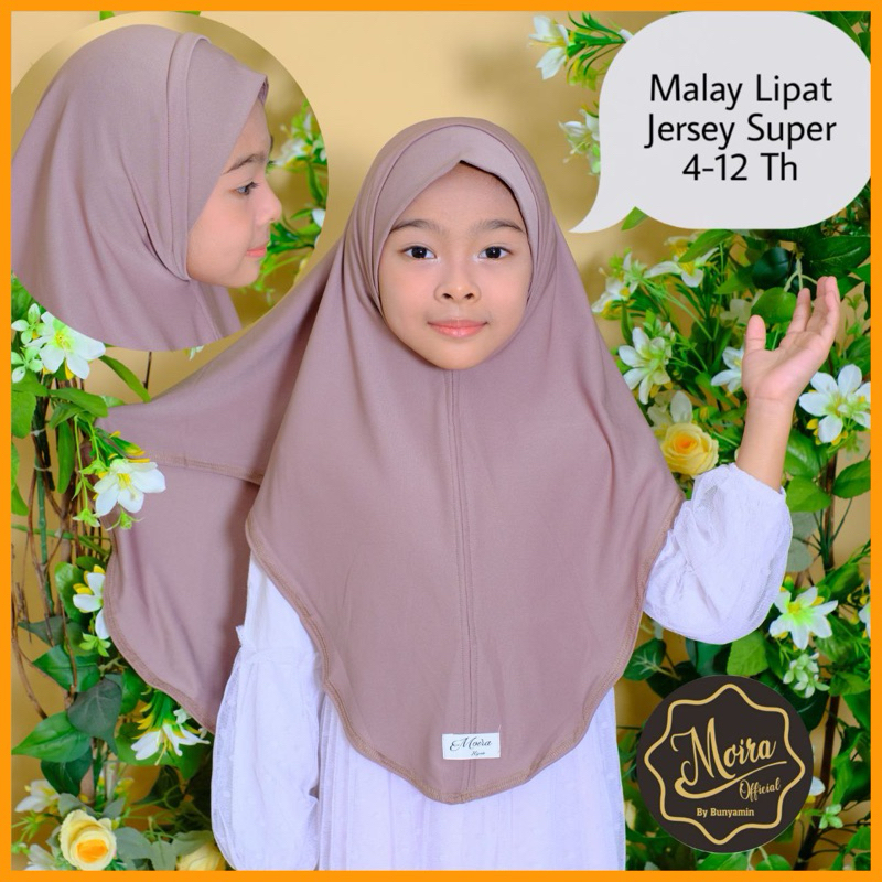 JILBAB INSTAN ANAK JERSEY SUPER HIJAB ANAK MALAY LIPAT ORI MOIRA HIJAB BY BUNYAMIN