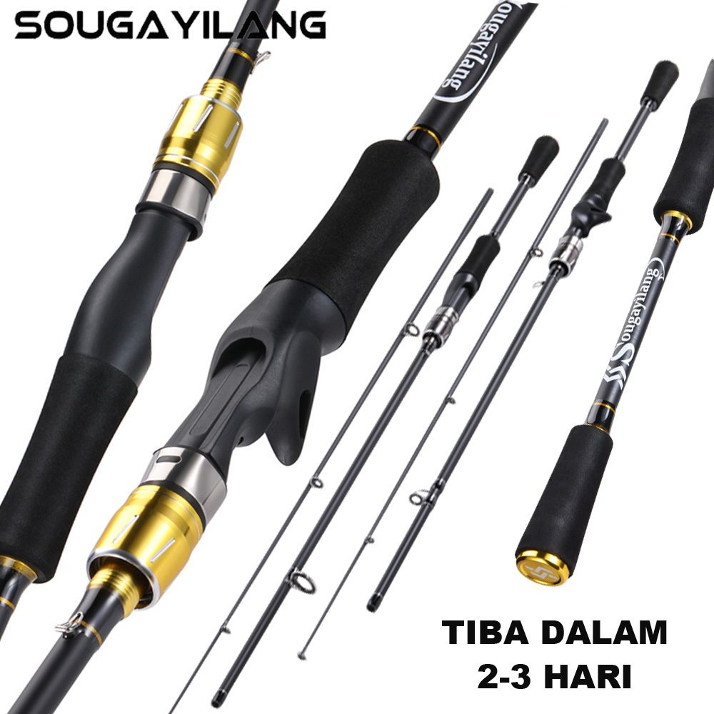 Sougayilang joran pancing 1.8/2.1m 2 bagian joran casting joran spining joran fiber  joran carbon