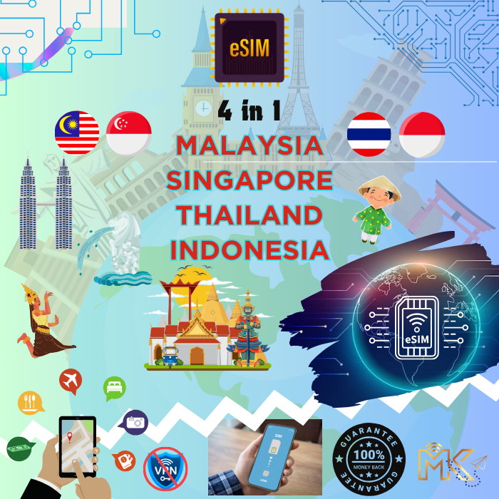 MKTRAVEL - eSim Data Internet Unlimited  MALAYSIA SINGAPORE THAILAND INDONESIA Internet