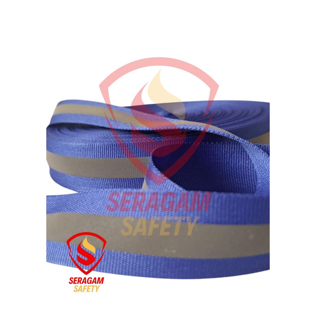 Webbing Pita Skotlet BIRU 1 Strip Ukuran 2,5 cm permeter/Webbing Scotchlite/Webbing Reflective/Webbi