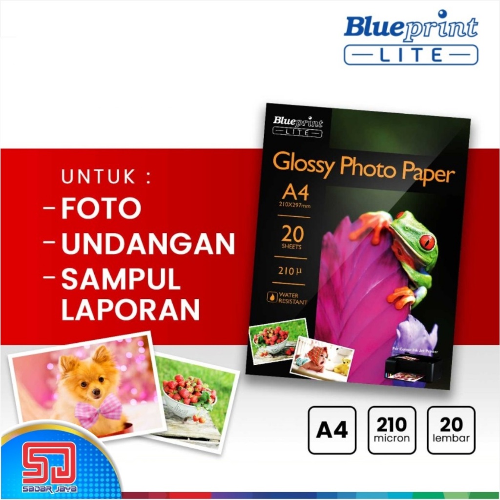 

Blueprint Lite Katak Kertas Foto A4 20 lembar Glossy Photo Paper 210 Micron
