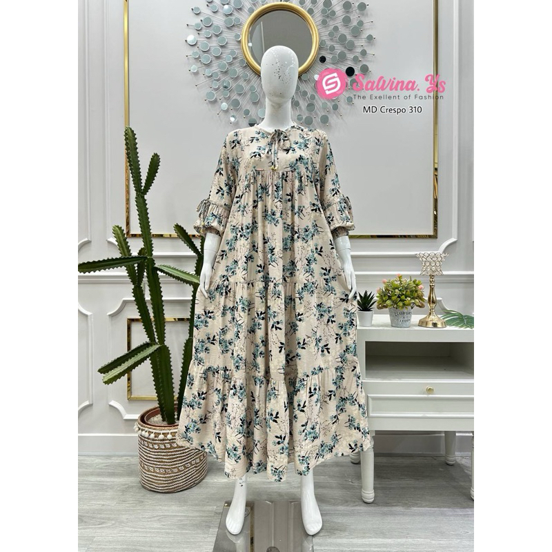 Midi crespo 310 lengan balon by salvina ys