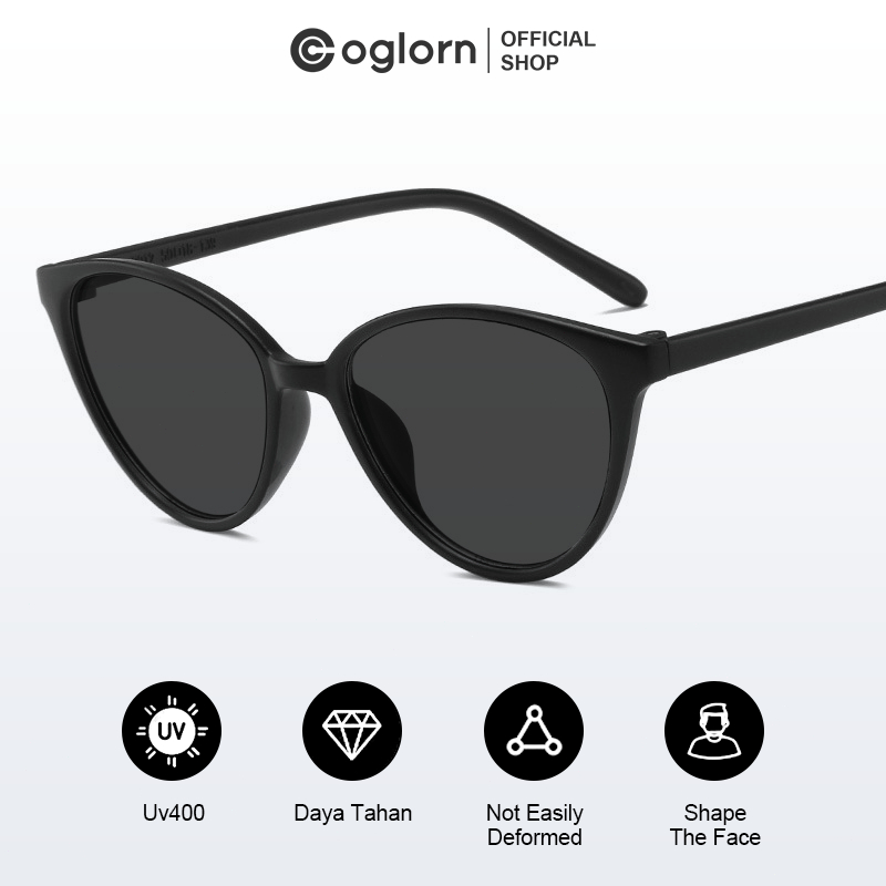 Coglorn Cat Eye Kacamata Hitam Gaya Leopard Retro Korea Fashion Wanita Glasses