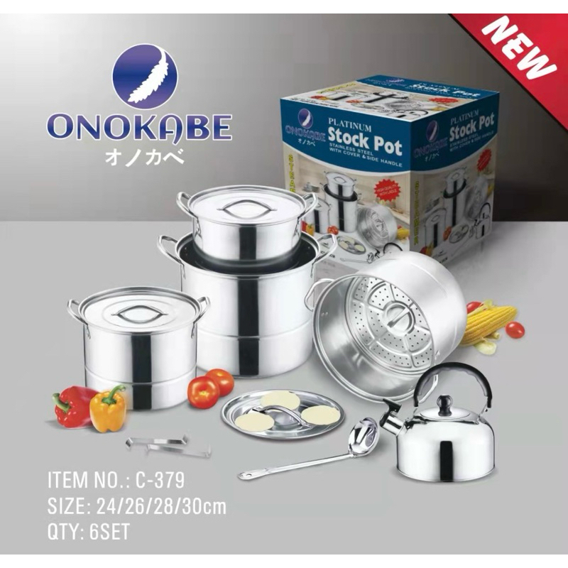 ONOKABE ONOMANE STEAMER STOCK POT JUMBO PANCI STAINLESS 4 SET DAN TEKO TEBAL DIJAMIN AWET ASLI PUAS 