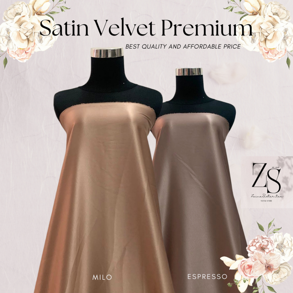 Kain Satin Velvet Premium Meteran Polos Warna Cokelat Milo