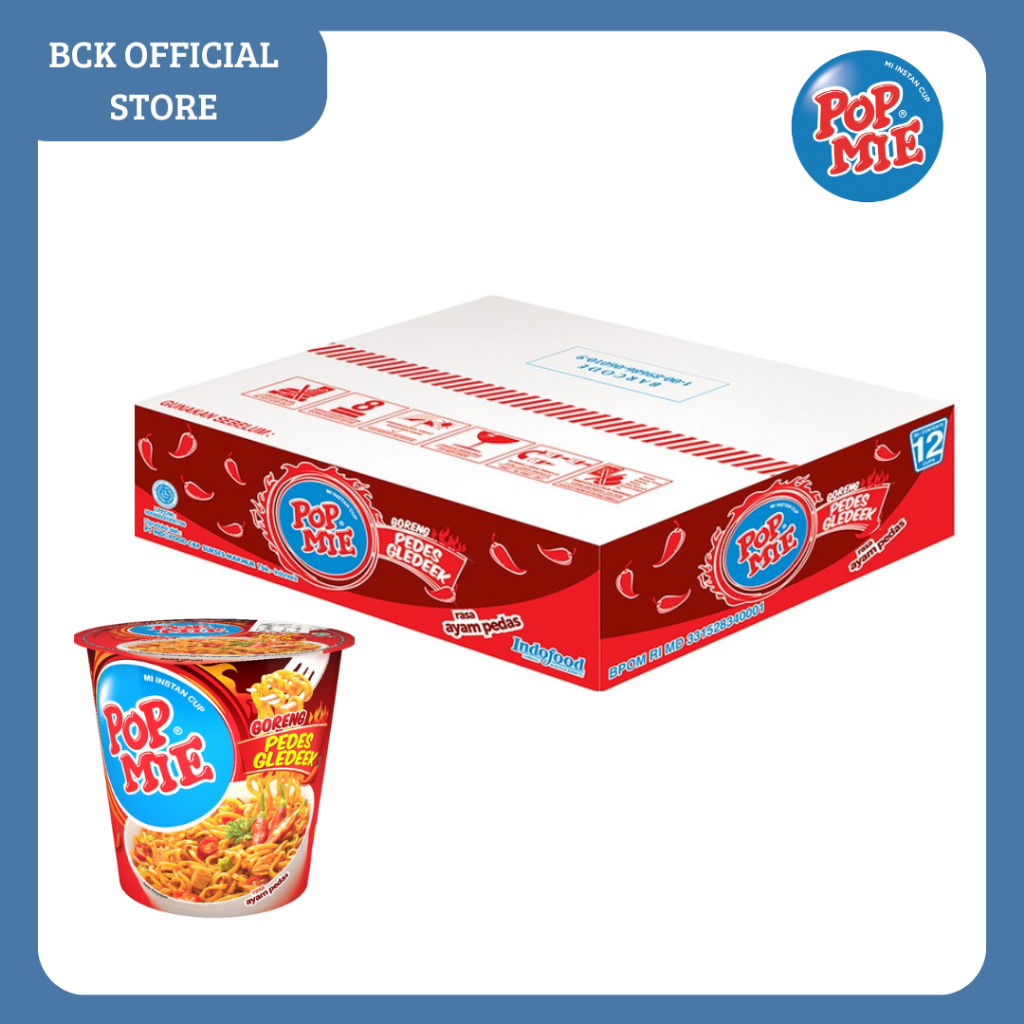 

Pop Mie Goreng Rasa Ayam Pedes Gledek12X 75gr (KARTON)