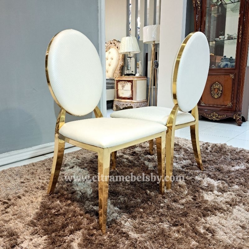 Kursi makan stainless gold
