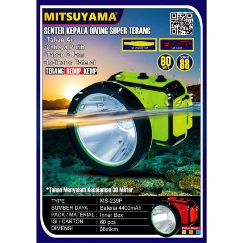 Senter Kepala Head Lamp Diving MITSUYAMA MS-239P/K