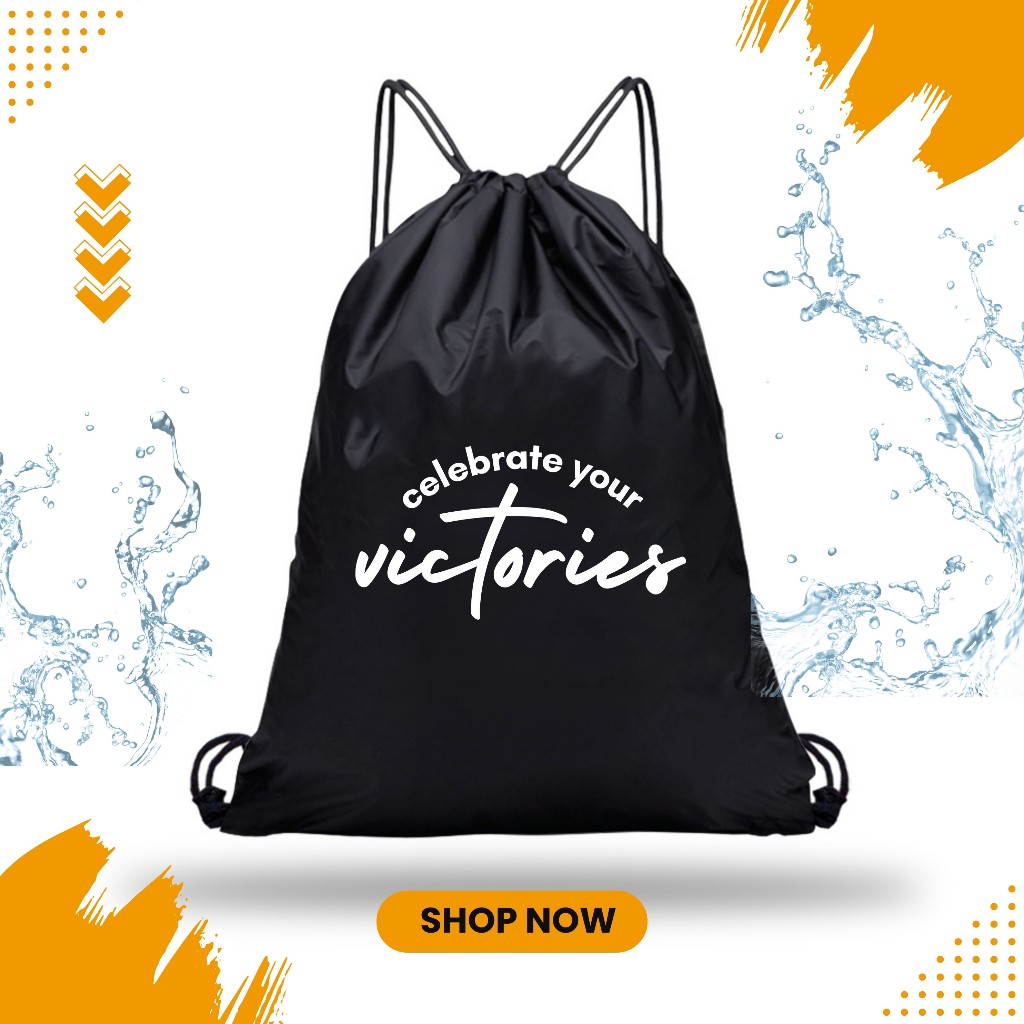 Tas Serut Pria Wanita Unisex Model Streetwear Hitam Original Tas String Bag Gym Futsal Basket Voli b