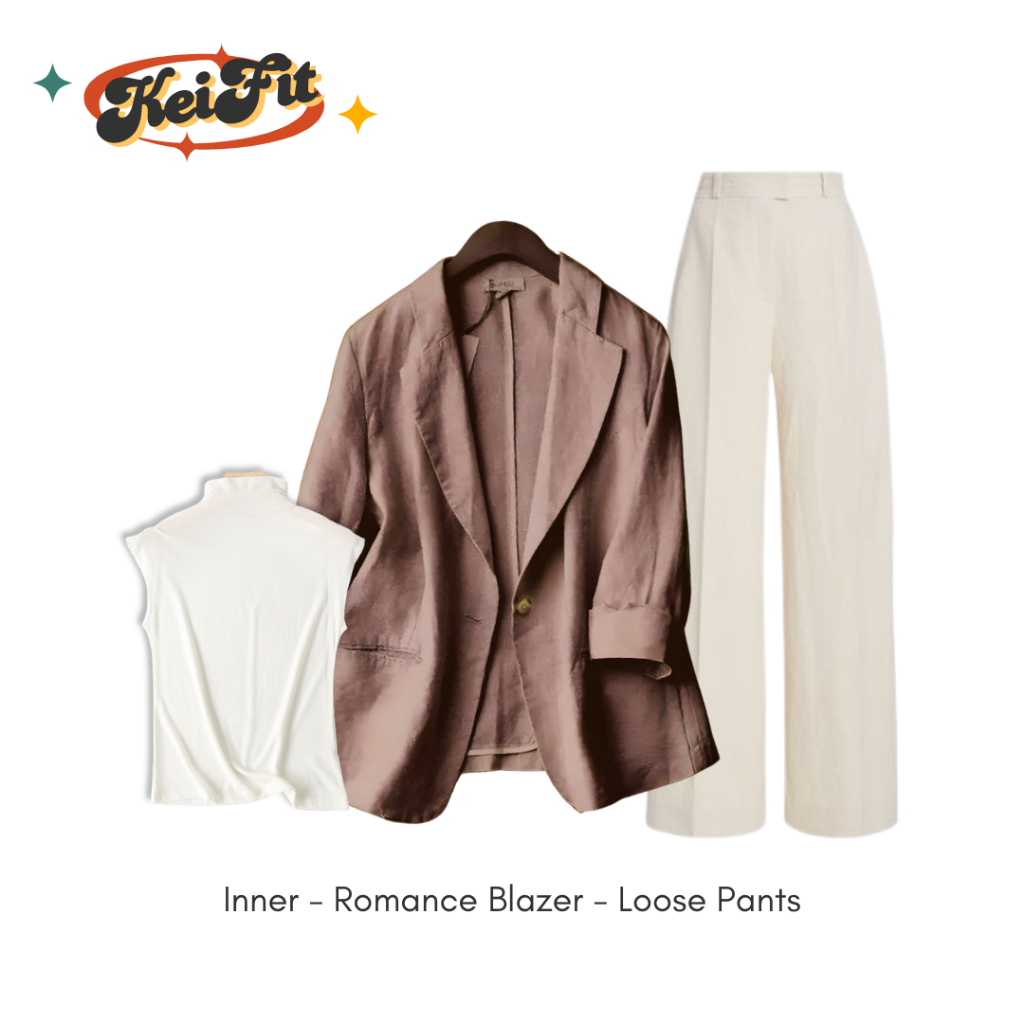 Ayunda One Set |Outfit Korean Style | OOTD | Blazer Korean |Celana Kulot |Inner Turtleneck|Belt
