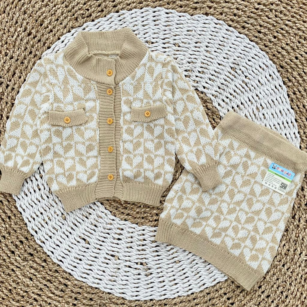 Setelan Rok Bayi Baru Lahir Setelan Rajut Anak Perempuan Setelan Rok Sweater Rajut Anak 3-12 Bulan D