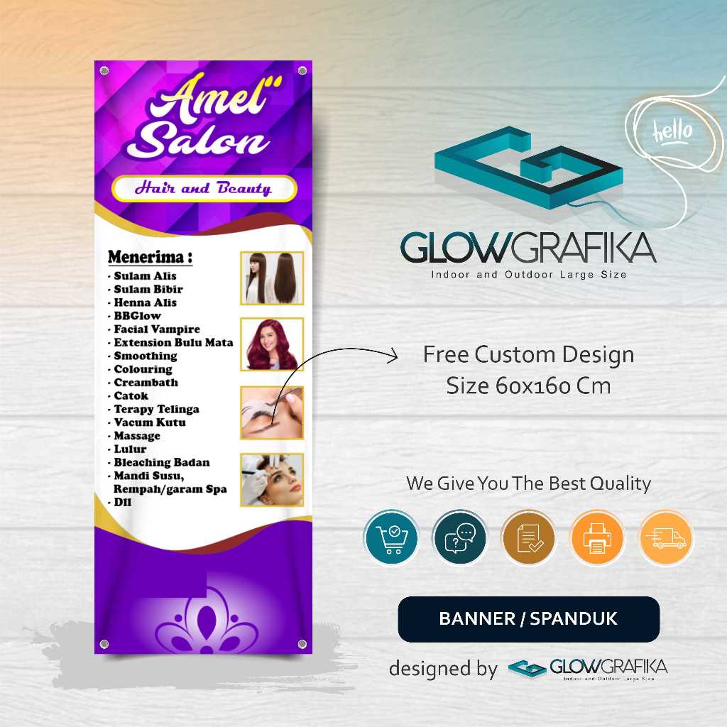Cetak Spanduk Banner Salon Ungu Free DEsign