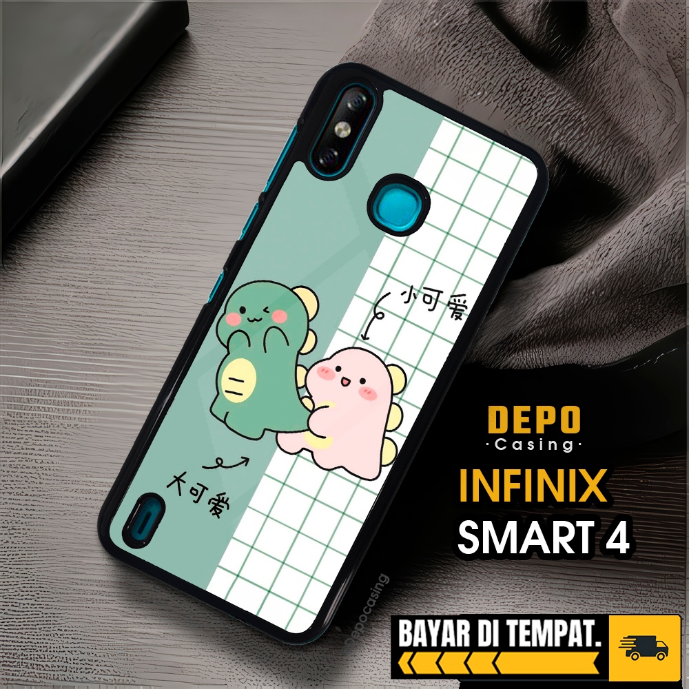 Case Infinix Smart 4 Casing Infinix Smart 4 Casing Depo Casing [DINO] Case Glossy Case Aesthetic Cus