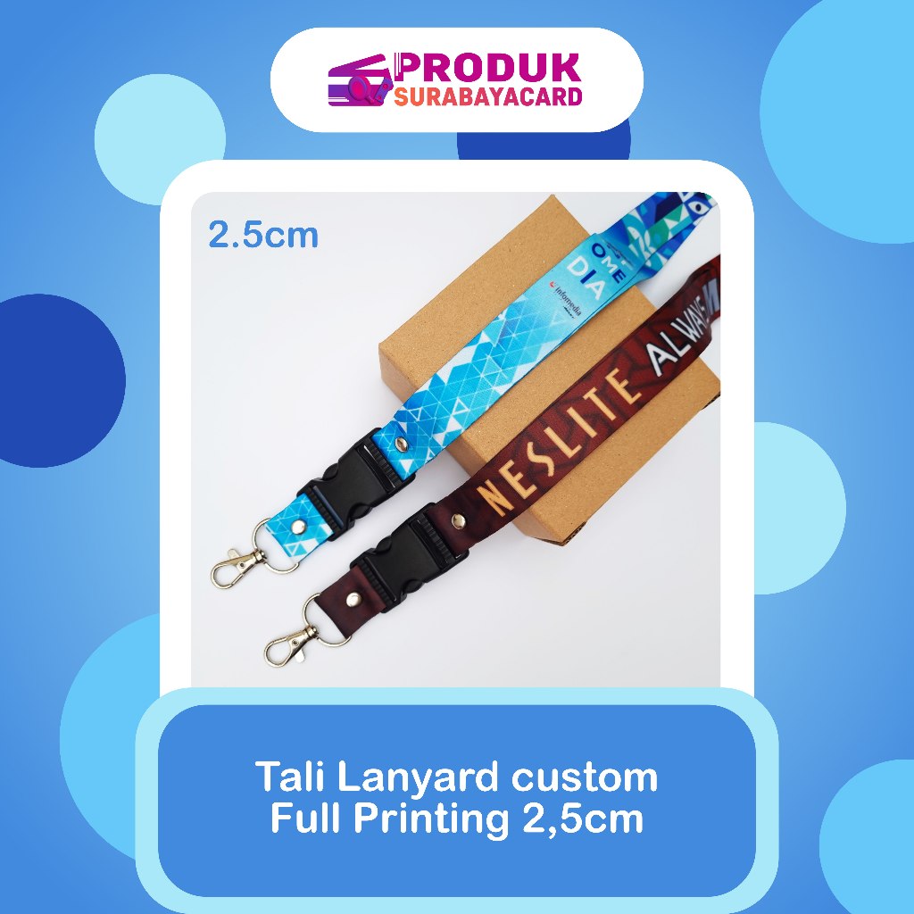 

Tali Lanyard custom Full Printing 2,5cm/ Tali IDCARD Desain suka suka / Tali idcard / Bahan Tissue 1 atau 2 sisi