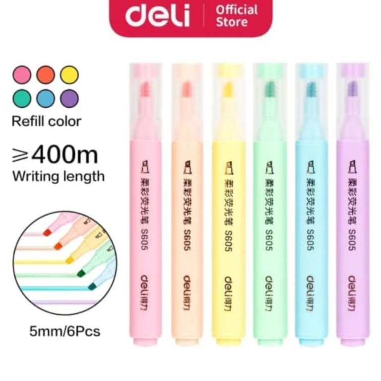 

KODE N38G TOKOATK168 Deli Pen Highlighter Macaroon 6 Pcs Warna S65