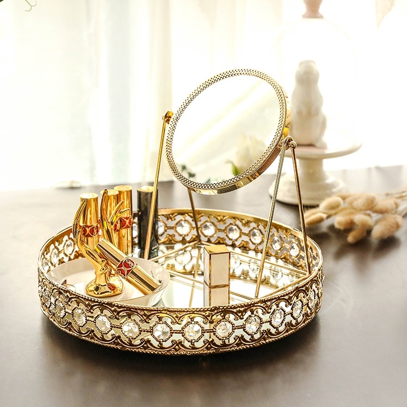 Nampan Penyimpanan Kosmetik Minimalis / Nampan Nordic Gold Tray / Nampan Kristal / Tray