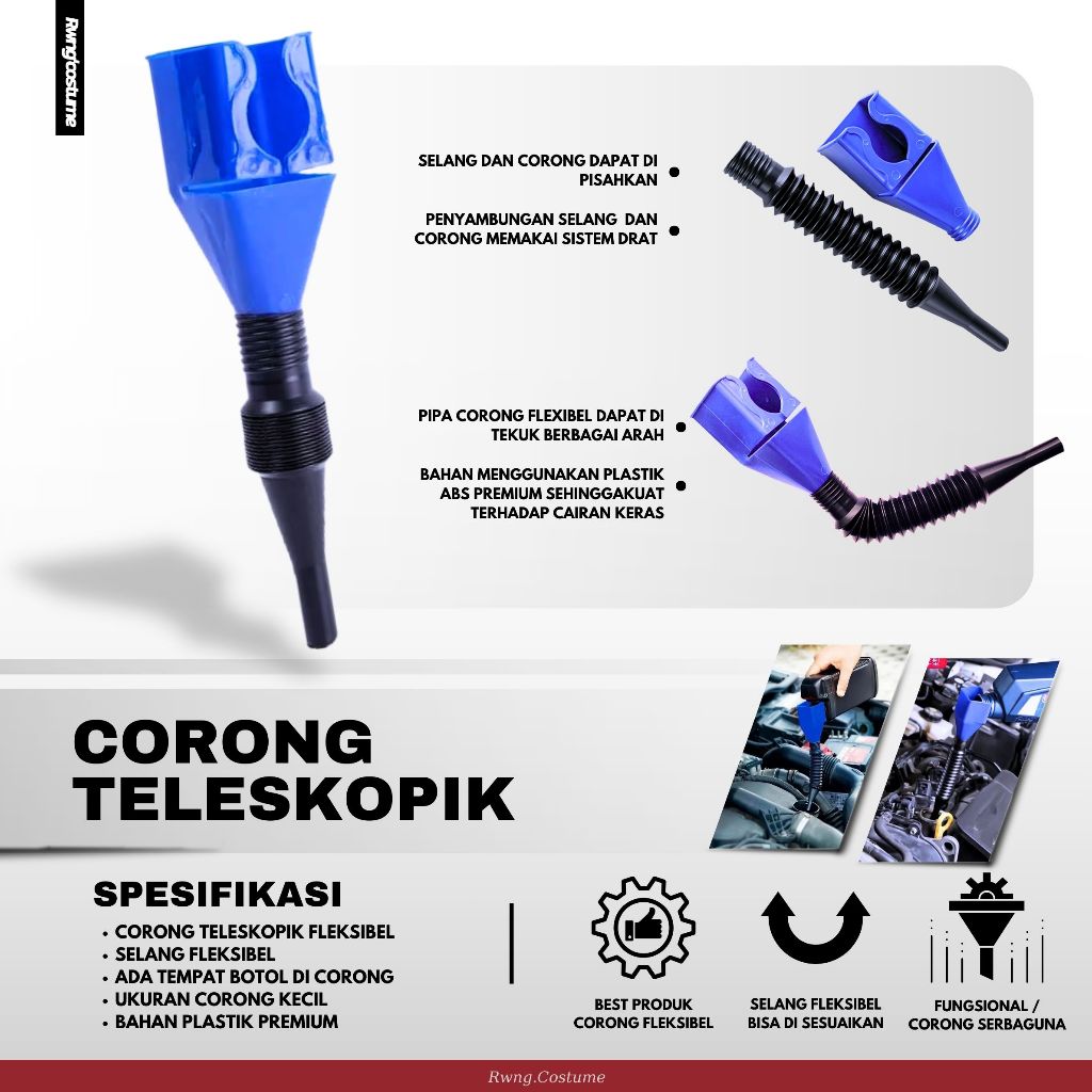 Corong Oli , Air, Minyak Teleskopik / Corong Radiator / Corong Fleksibel Serbaguna