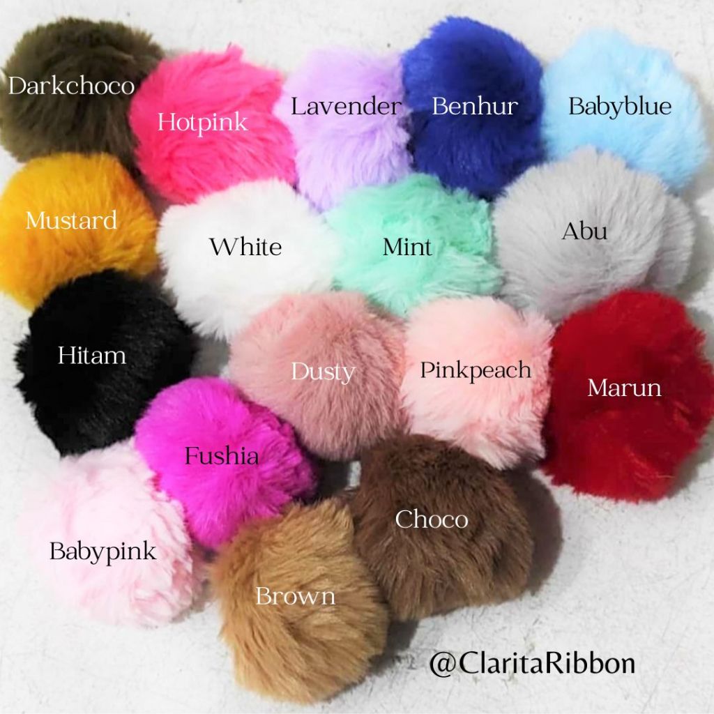 Pom Pom Bulu 8cm Pom Pom Lembut ( Ada Cantolan ) Pom pom Besar