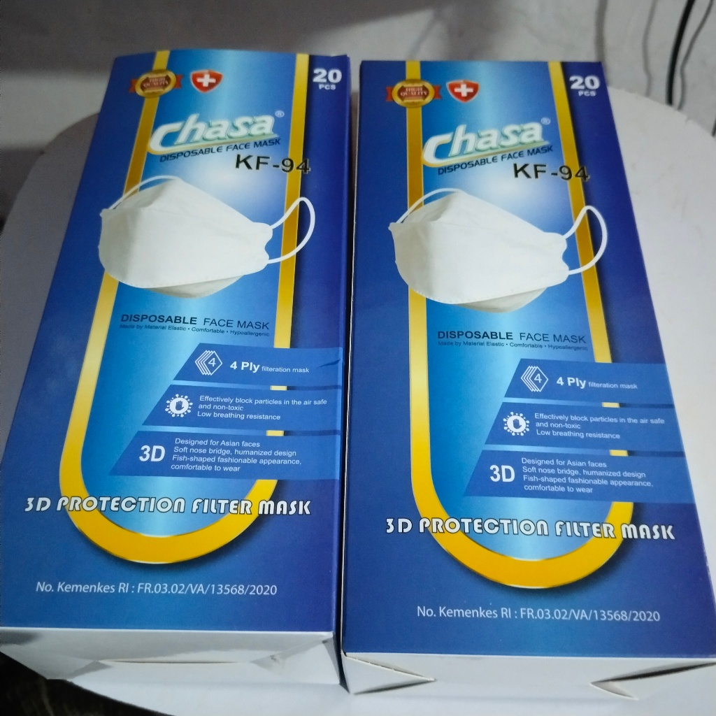 MASKER HIJAB KF94 CHASA PUTIH ISI 20PCS/BOX