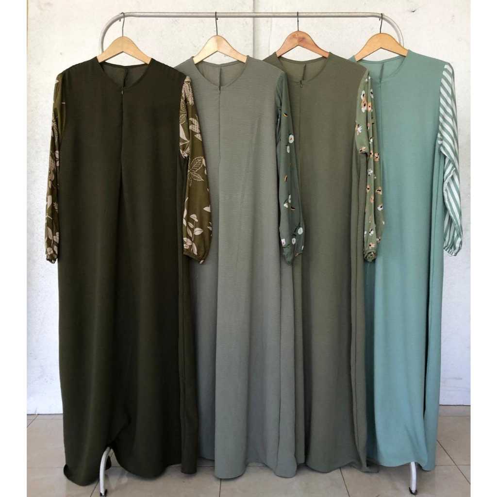 ( ELLENA ) DRESS gamis kombinasi/ fashion wanita/ gamis hijab friendly