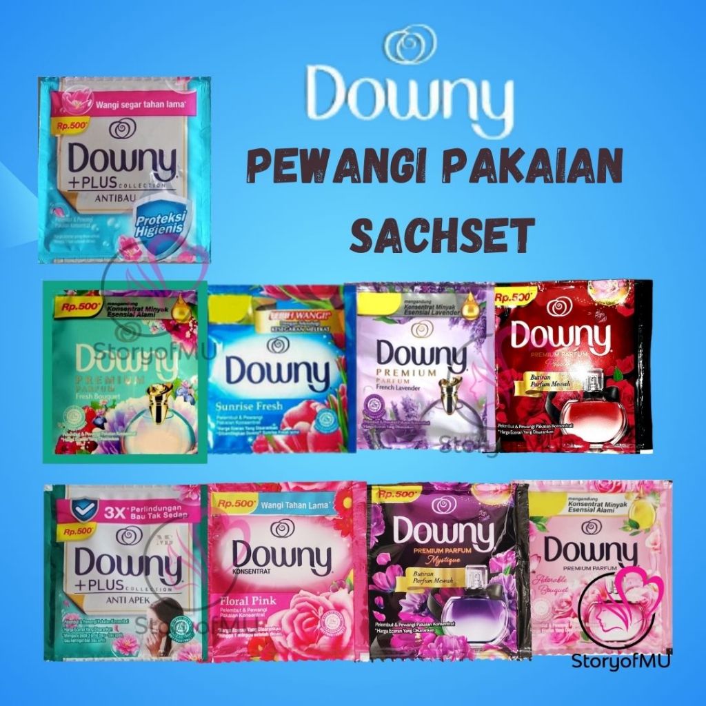 DOWNY 1 Sachet Pewangi Pakaian 8ml Downy + - Parfum Mewah | Floral Pink | Parfum Mystique | Sunrise 