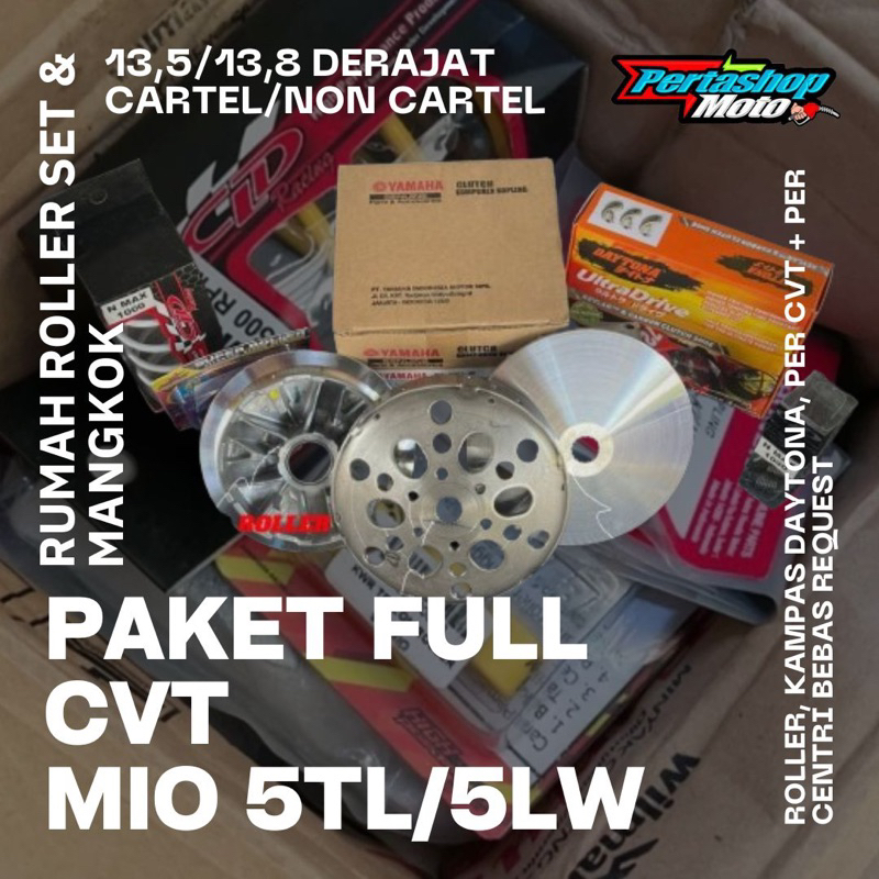 PAKET UPGRADE CVT MIO SMILE MIO SPORTY PAKET FULL PULLEY SET MANGKOK  GANDA KARTEL  ROLLER