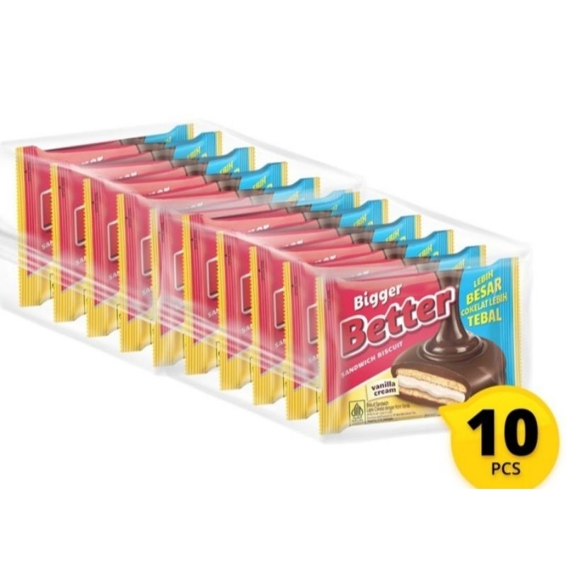 

Better Bigger Sandwich Biscuit Vanila Cream Renceng 27gr