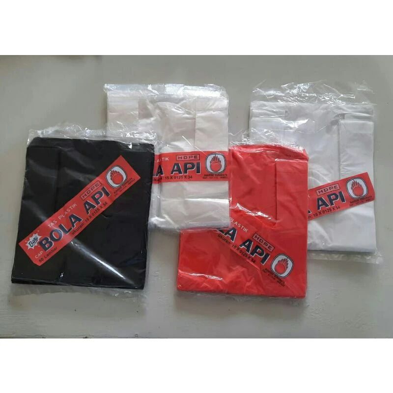 Kresek Bola Api 15/Kantong Kresek ukuran 15 Putih Merah Hitam/Kresek Kecil/Kantong Plastik ukuran 15