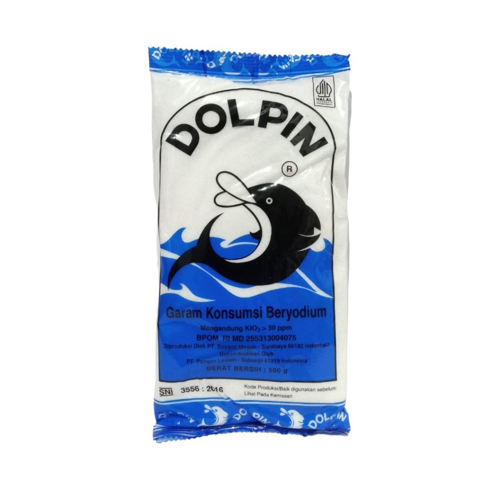 

Garan Dapur Bubuk Halus Beryodium Dolphin Halal 500 Gram 500Gram
