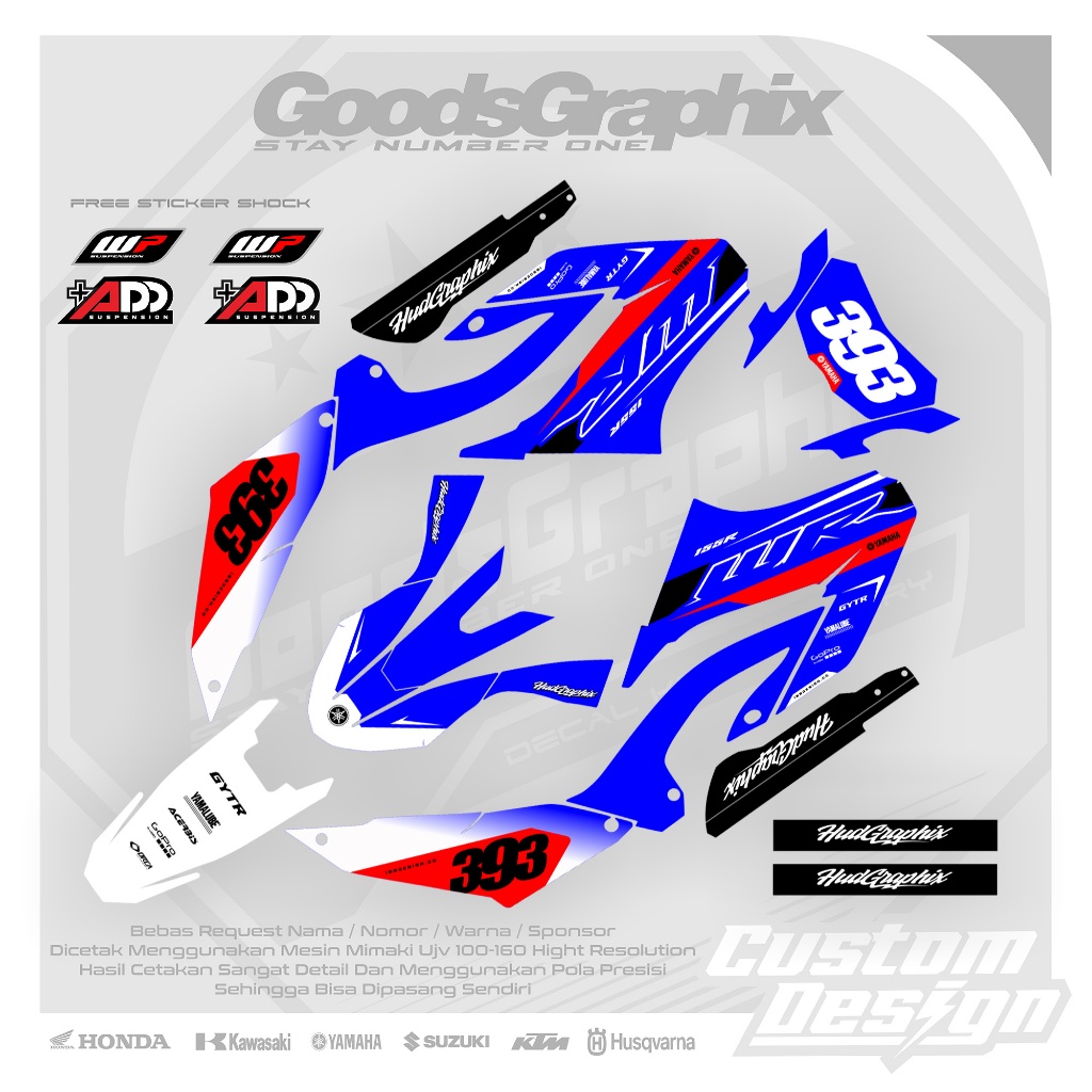 Decal Yamaha Wr 155 Simple Merah List Merah Custom Design - Decal Wr 155 Superglossy Premium