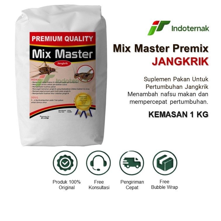 MIX MASTER PREMIX JANGKRIK - Suplemen Pakan Jangkrik Untuk Mempercepat Pertumbuhan Jangkrik