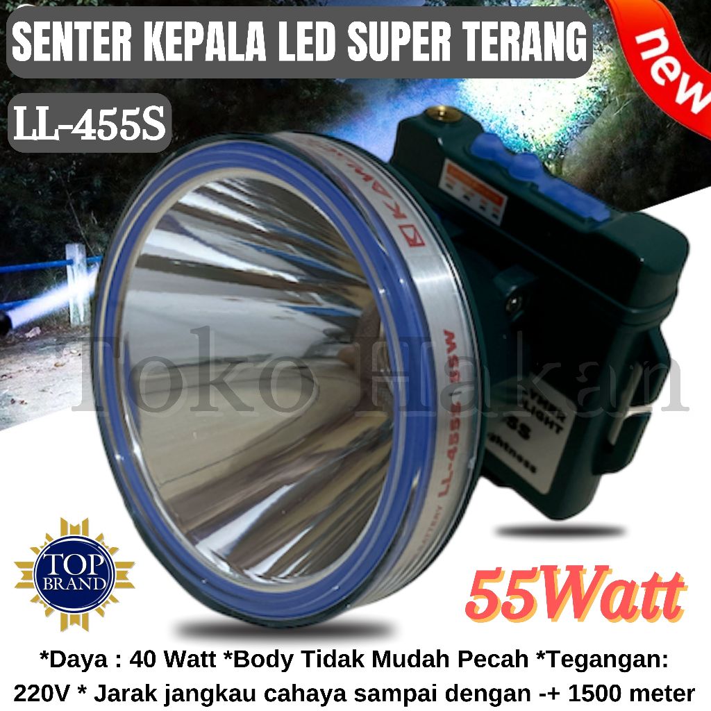 Senter Kepala Kawachi LL-455S Senter Kepala 55 Wat Tahan Hingga 20 Jam / Headlamp Super Terang / Sen
