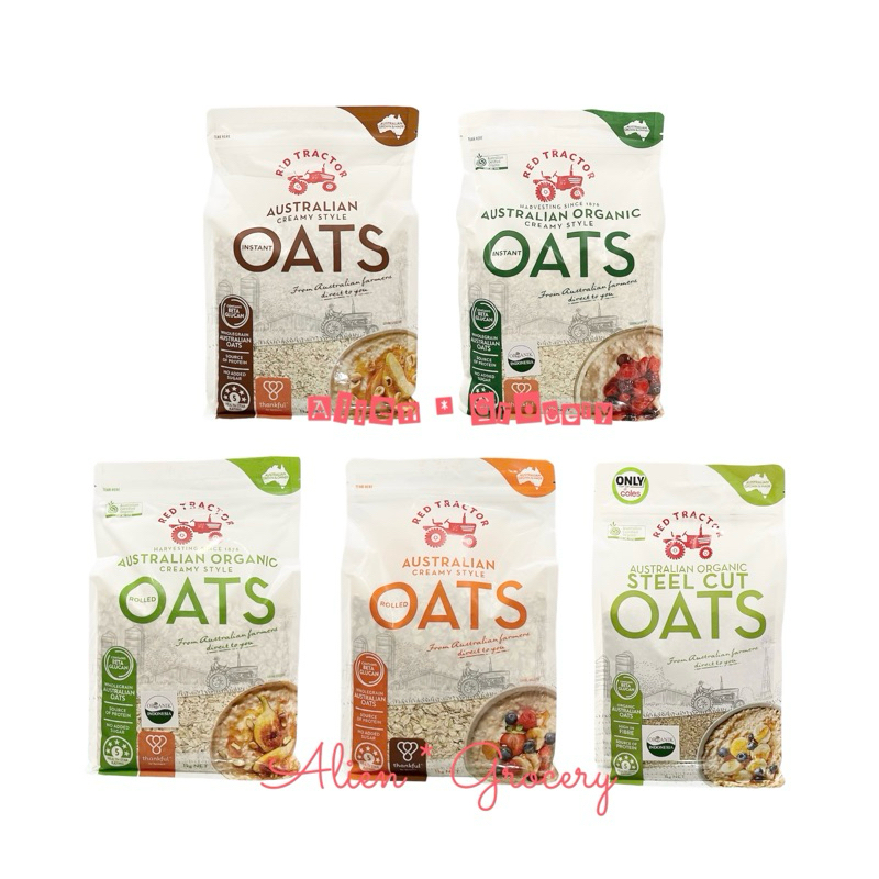 

RED TRACTOR Australian Oat Instant Rolled Oats Steel Cut Organic Creamy Style 1000gr 1kg