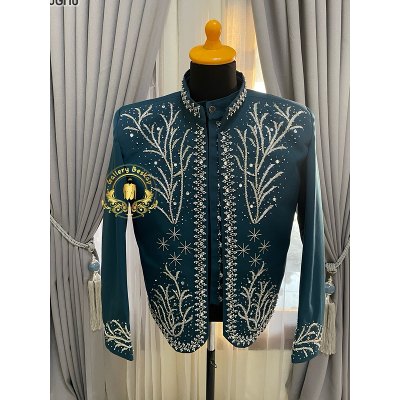 Beskap pria/ Baju adat pengantin pria/ beskap solo/ beskap jawa/ hewes warna emerald