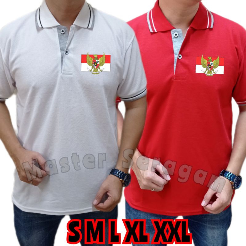 Kaos Kerah Polo GARUDA MERAH PUTIH INDONESIA Dewasa PRIA WANITA UNISEX / ATASAN BAJU KAOS WANGKY MOT