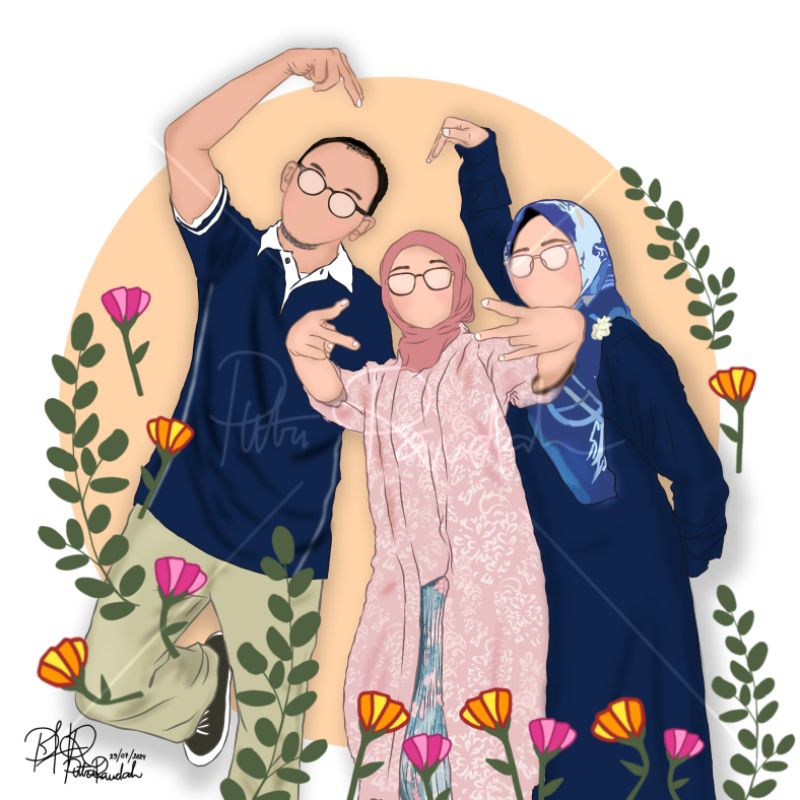 ilustrasi Wajah Cute (Softfile) l  Style Faceless illustration