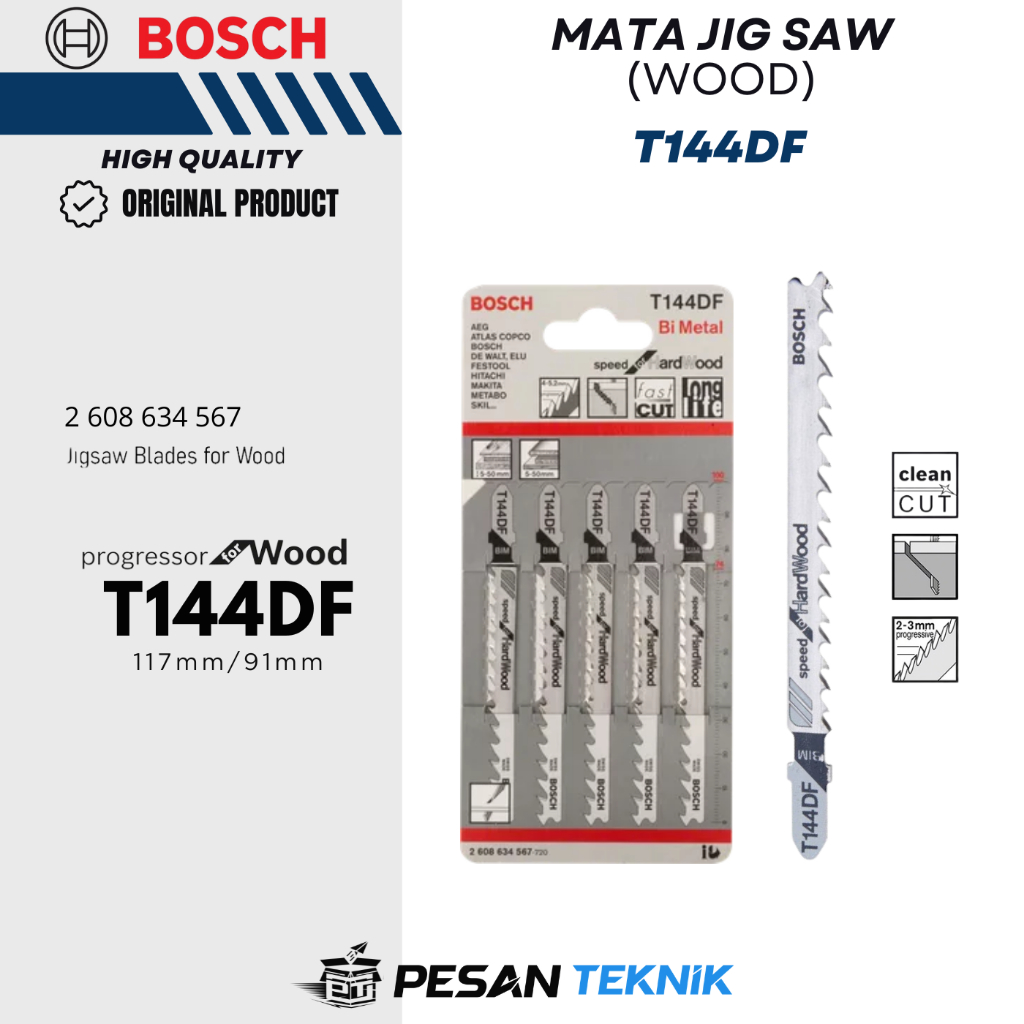 Mata Jigsaw Gergaji Kayu Keras Speed for Hard Wood BOSCH T144DF