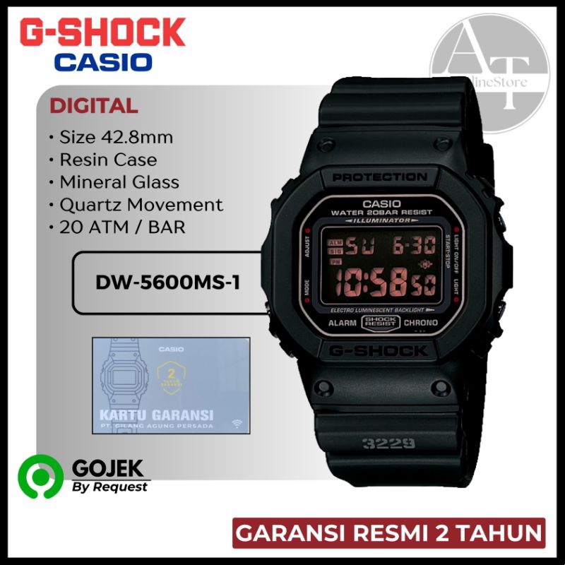 Jam Tangan Pria Casio G-SHOCK DW-5600MS-1 DW5600MS ORIGINAL Garansi Resmi