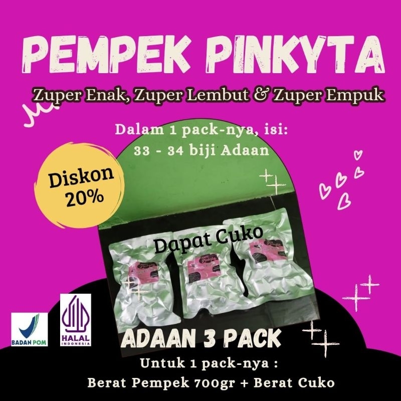 

Terlaris! Pempek / Empek - Empek / Mpek - Mpek Palembang Asli Frozen Adaan 3pack Pinkyta Enak, Lembut & Empuk Termasuk Cuko