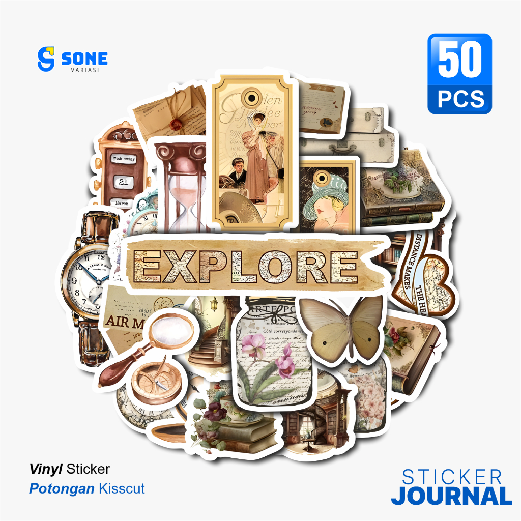 

Stiker Aesthetic Journal Paper Vinyl Aksesoris Buku Laptop Koper