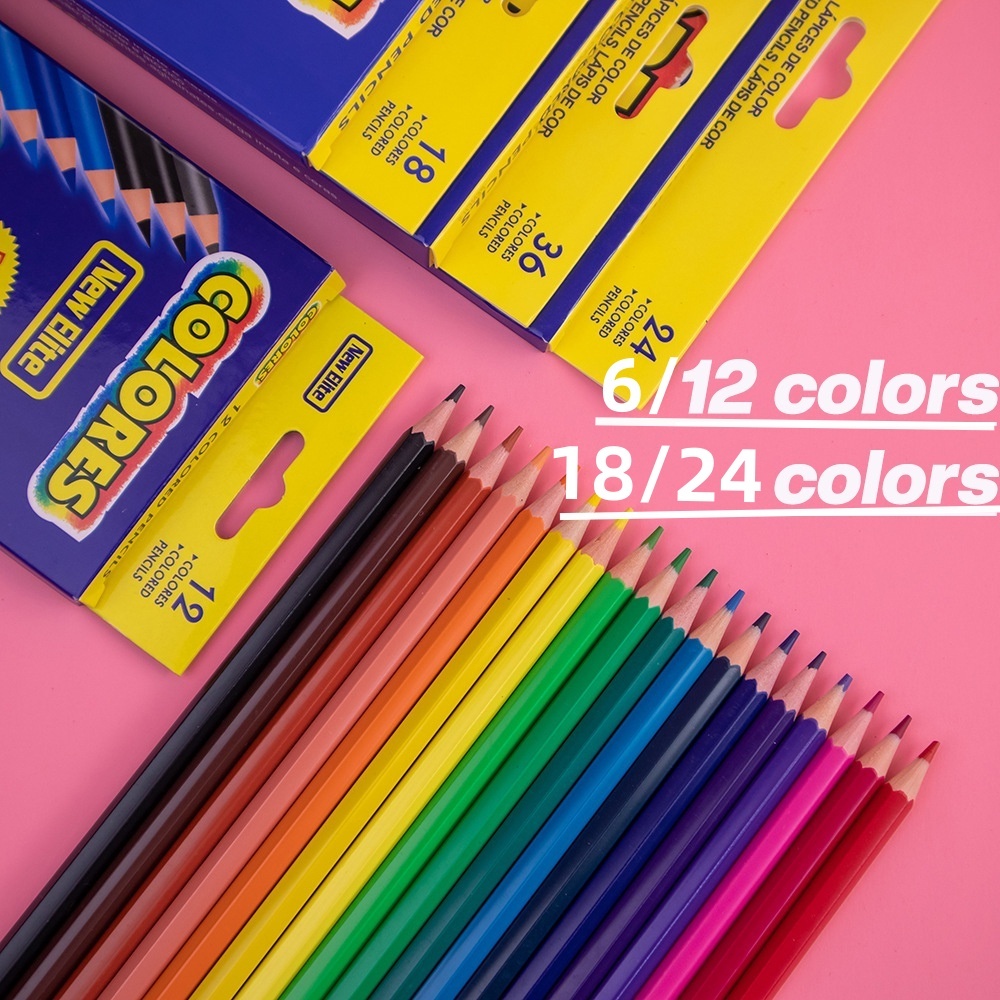 

(6/12/18/24pcs) Colored Pencil Pensil Warna Lucu Pensil Warna Pensil Warna Panjang